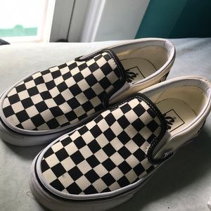 Checkered slip on vans